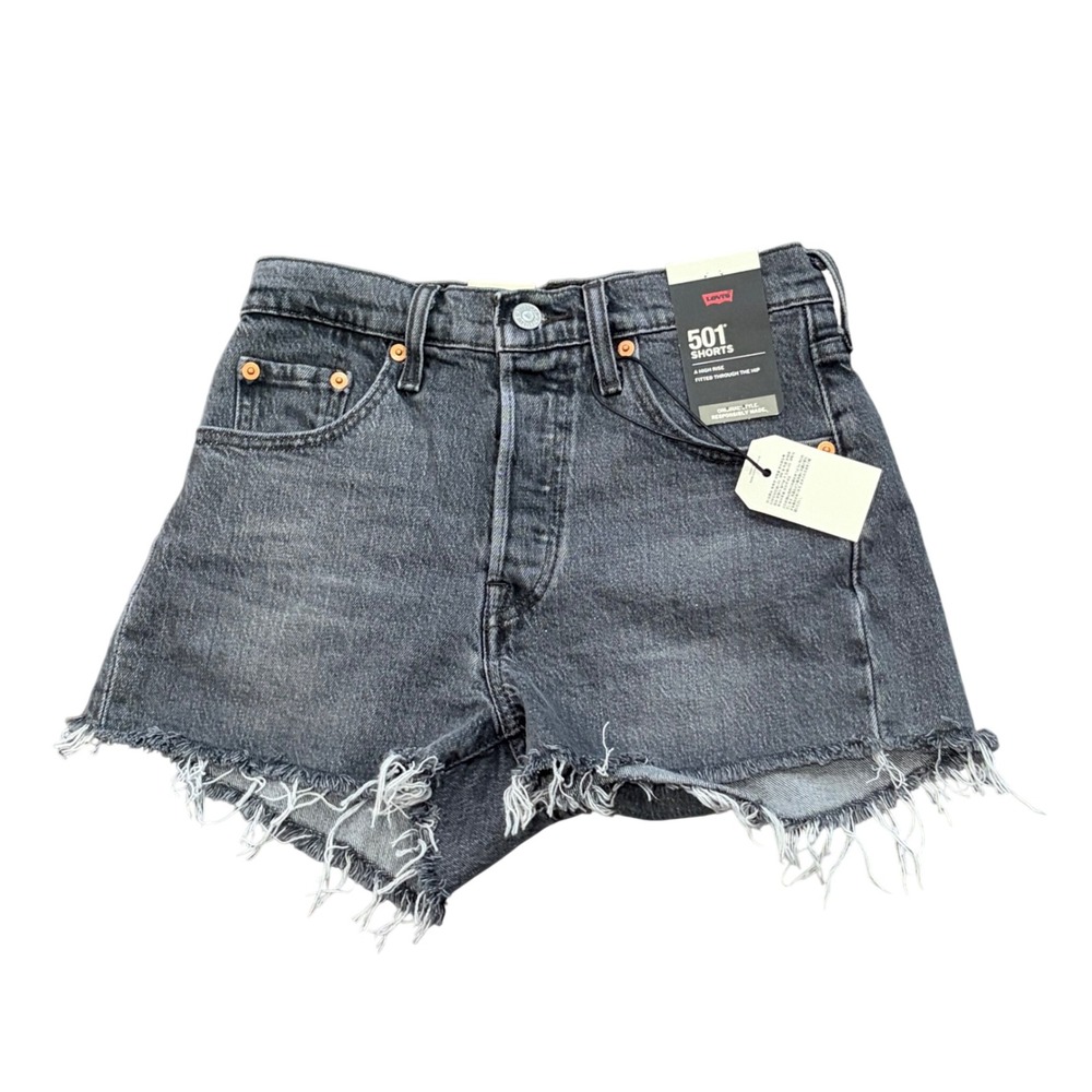 Levi's 501‎ Shorts Women 25 Black High Rise Frayed Denim Cutoffs Classic